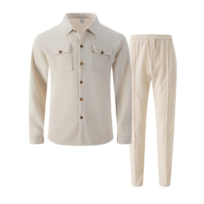 🔥 SCONTO DEL 60%! ⏰ Completo da uomo con giacca abbottonata + pantaloni in maglia a nido d'ape – Taglio ampio, tessuto traspirante e stile casual elegante 👕👖