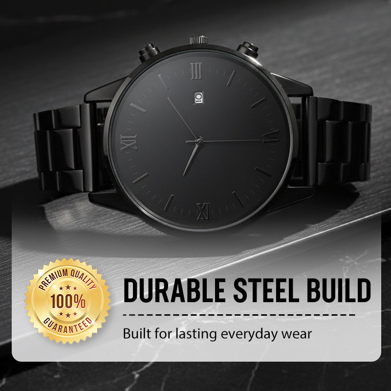🎉💰 Sconto del 50% ⚡ Orologio al quarzo minimalista da uomo con datario – Acciaio inossidabile completamente nero, quadrante romano e precisione orologiera! ⌚🖤