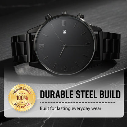 🎉💰 Sconto del 50% ⚡ Orologio al quarzo minimalista da uomo con datario – Acciaio inossidabile completamente nero, quadrante romano e precisione orologiera! ⌚🖤