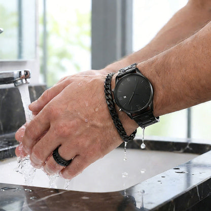🎉💰 Sconto del 50% ⚡ Orologio al quarzo minimalista da uomo con datario – Acciaio inossidabile completamente nero, quadrante romano e precisione orologiera! ⌚🖤