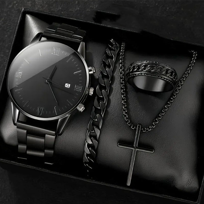 🎉💰 Sconto del 50% ⚡ Orologio al quarzo minimalista da uomo con datario – Acciaio inossidabile completamente nero, quadrante romano e precisione orologiera! ⌚🖤
