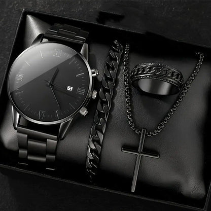 🎉💰 Sconto del 50% ⚡ Orologio al quarzo minimalista da uomo con datario – Acciaio inossidabile completamente nero, quadrante romano e precisione orologiera! ⌚🖤