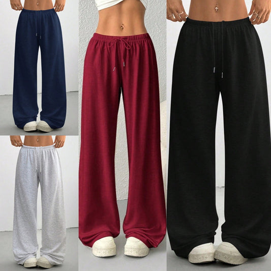 Pantaloni sportivi casual da donna a gamba larga con coulisse