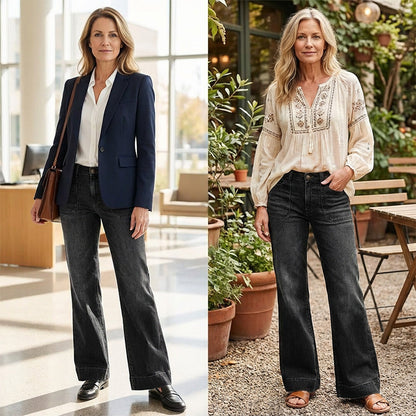 🎉👖50% di sconto! Jeans svasati retrò da donna: vestibilità aderente, tasche ampie e denim elasticizzato ultra confortevole