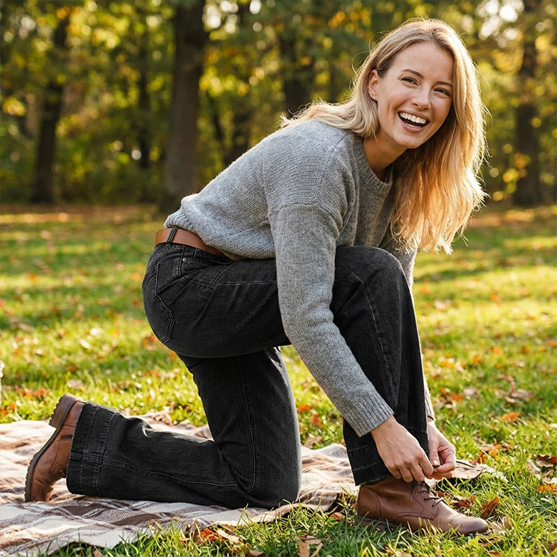 🎉👖50% di sconto! Jeans svasati retrò da donna: vestibilità aderente, tasche ampie e denim elasticizzato ultra confortevole