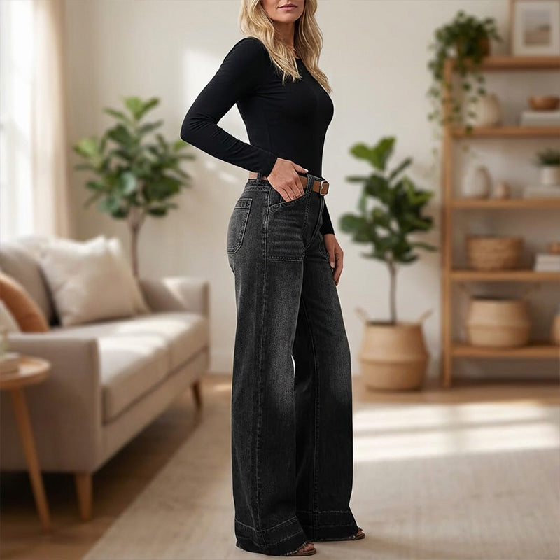 🎉👖50% di sconto! Jeans svasati retrò da donna: vestibilità aderente, tasche ampie e denim elasticizzato ultra confortevole