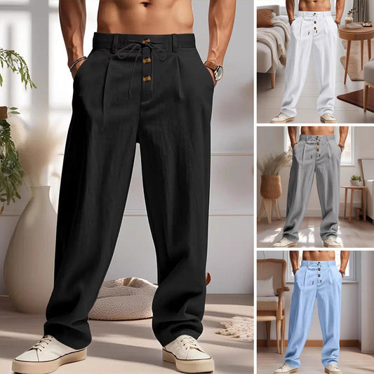 Pantaloni casual a gamba dritta con coulisse per uomo