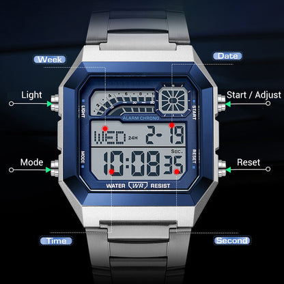 ⌚ SCONTO DEL 50%! ⏱️ Orologio digitale unisex con display quadrato – Display luminoso, impermeabile fino a 50 m e cinturino leggero e resistente 🌙