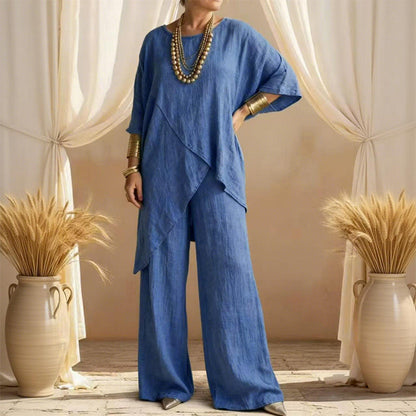 🔥🎁Nuovo arrivo 49% DI SCONTO💥Completo da donna a due pezzi dalla vestibilità ampia con top asimmetrico
