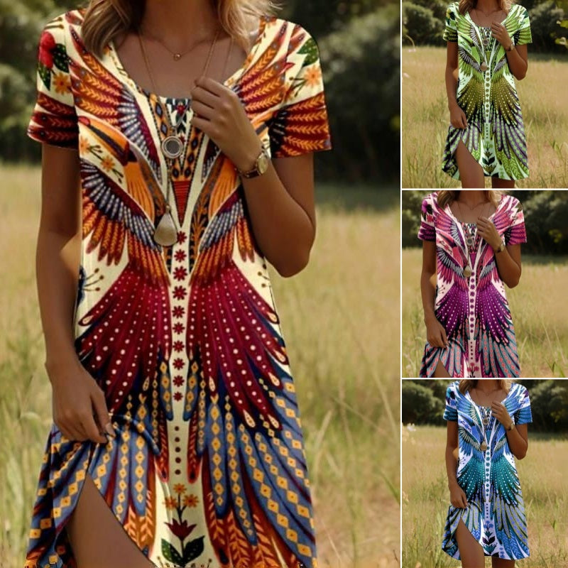 🔥Especiais de Carnaval🎊📣Vestido feminino floral de manga curta