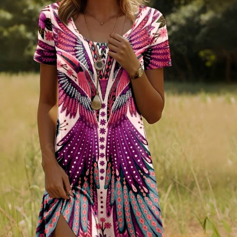 🔥Especiais de Carnaval🎊📣Vestido feminino floral de manga curta