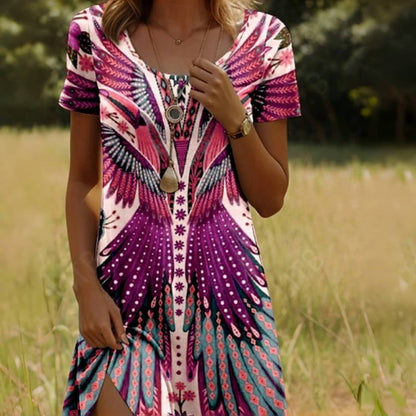 🔥Especiais de Carnaval🎊📣Vestido feminino floral de manga curta