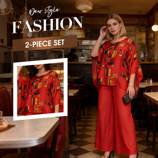 Set due pezzi composto da top stampato e pantaloni da donna