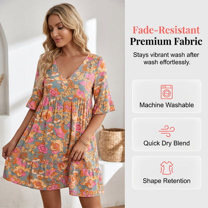 🌸 Um toque chique de verão: um vestido florido com decote em V para todas as ocasiões🌞