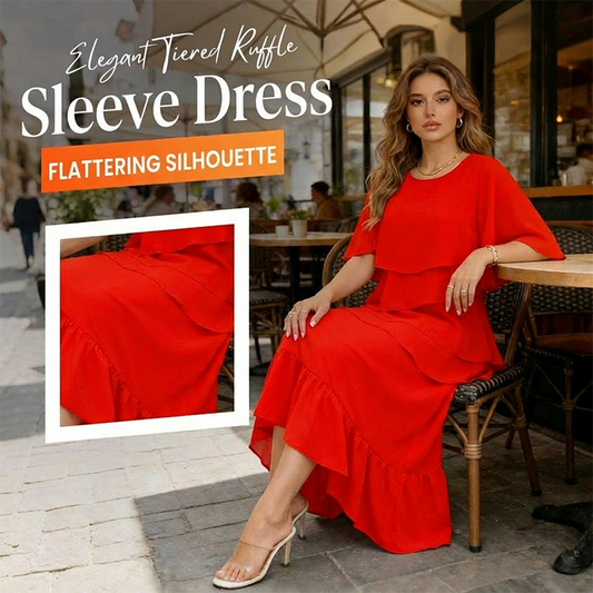 🔥Abito elegante con maniche a balze sovrapposte✈️