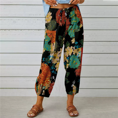 Pantaloni da jogging vintage a vita alta con motivo floreale