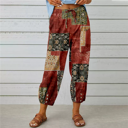 Pantaloni da jogging vintage a vita alta con motivo floreale