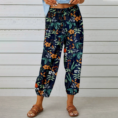 Pantaloni da jogging vintage a vita alta con motivo floreale