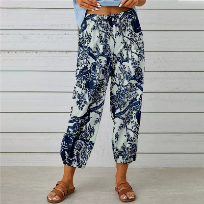 Pantaloni da jogging vintage a vita alta con motivo floreale