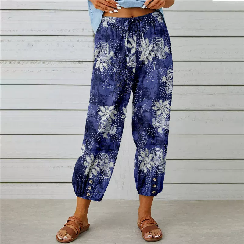 Pantaloni da jogging vintage a vita alta con motivo floreale