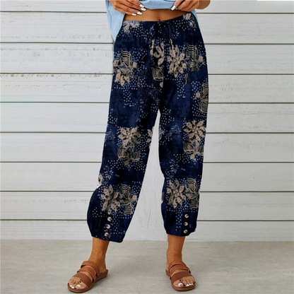 Pantaloni da jogging vintage a vita alta con motivo floreale