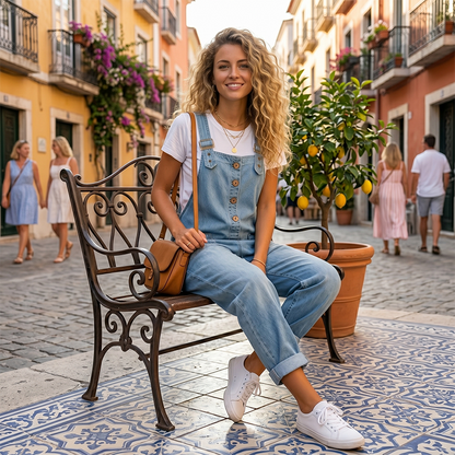 👖🔥 SCONTO DEL 50% 💥 Salopette baggy in denim da donna con tasche: casual, comoda e di gran moda ✨