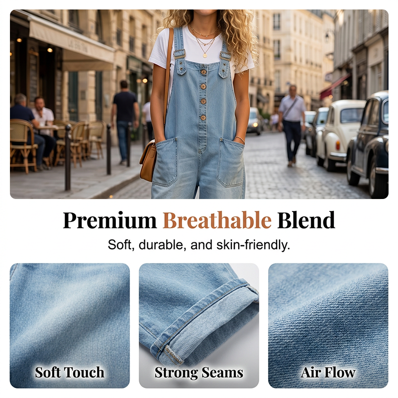 👖🔥 SCONTO DEL 50% 💥 Salopette baggy in denim da donna con tasche: casual, comoda e di gran moda ✨