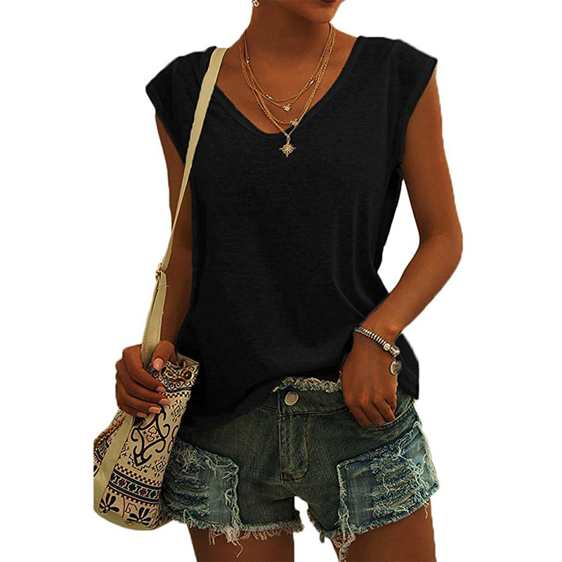 Canotta casual con scollo a V e vestibilità ampia da donna