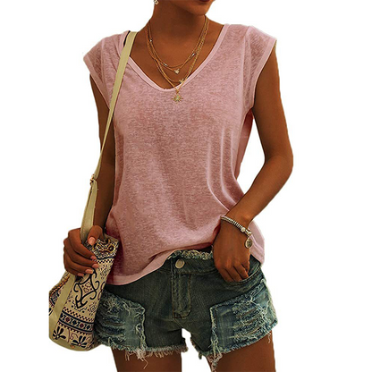 Canotta casual con scollo a V e vestibilità ampia da donna