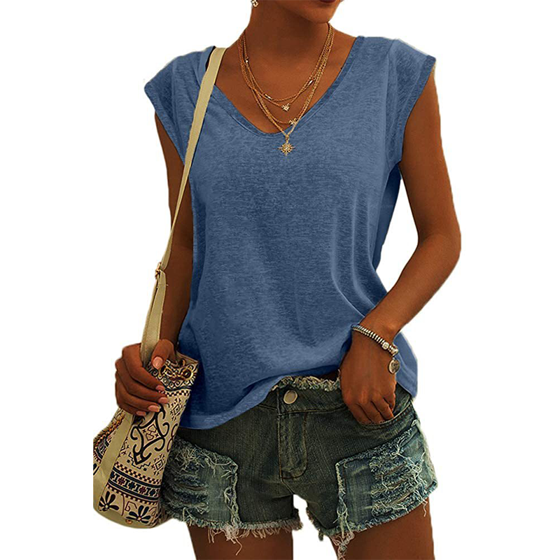Canotta casual con scollo a V e vestibilità ampia da donna