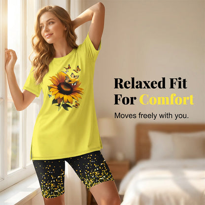 💕Set composto da tunica stampata e pantaloncini casual da donna ✨Comodo, morbido e perfetto per le giornate di sole ☀️