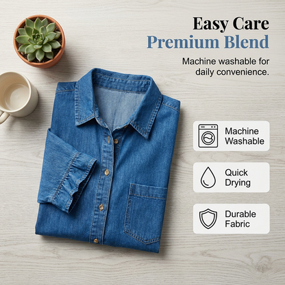 👗Abito a camicia in denim ampio con volant【Un abito che vale davvero la pena ordinare】