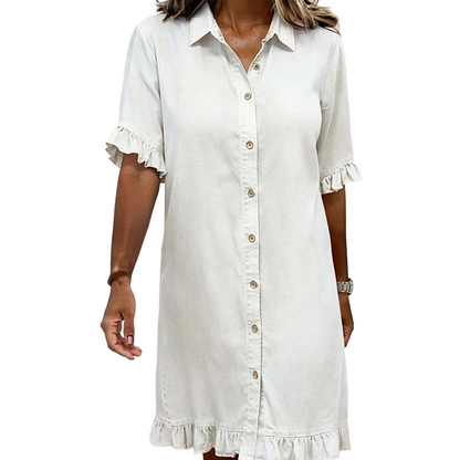 👗Abito a camicia in denim ampio con volant【Un abito che vale davvero la pena ordinare】