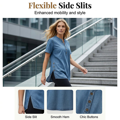😍Novità – Sconto del 40%💙Top casual e traspirante in stile denim da donna