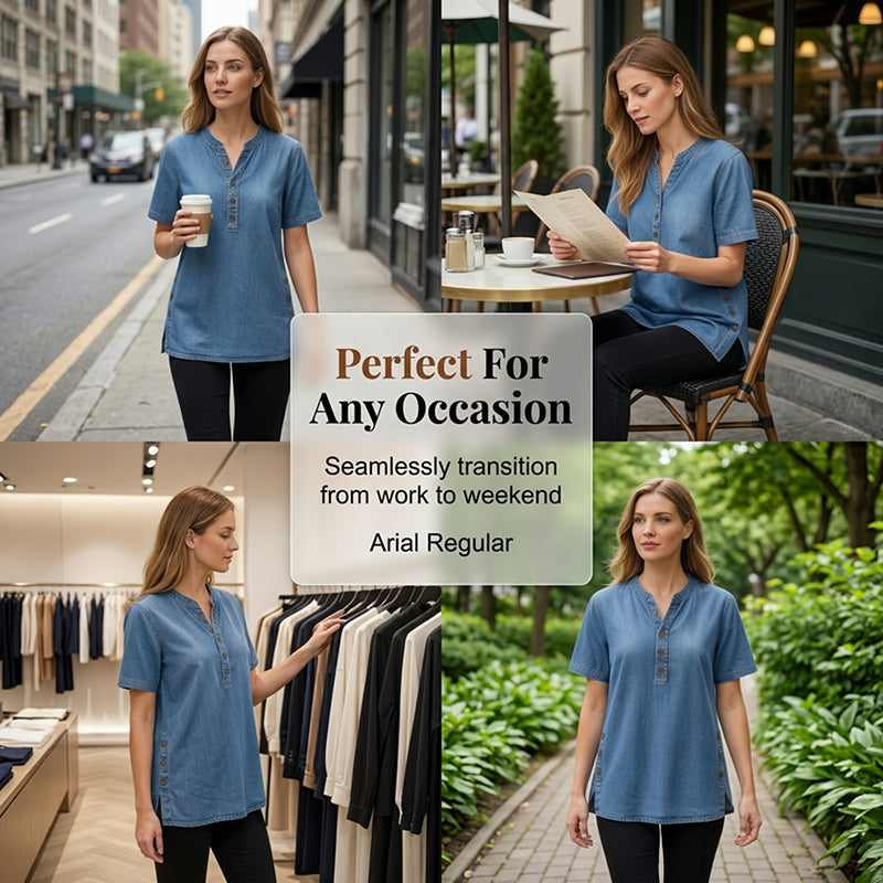 😍Novità – Sconto del 40%💙Top casual e traspirante in stile denim da donna