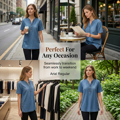 😍Novità – Sconto del 40%💙Top casual e traspirante in stile denim da donna