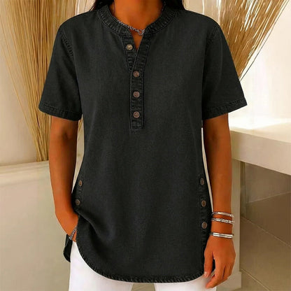 😍Novità – Sconto del 40%💙Top casual e traspirante in stile denim da donna