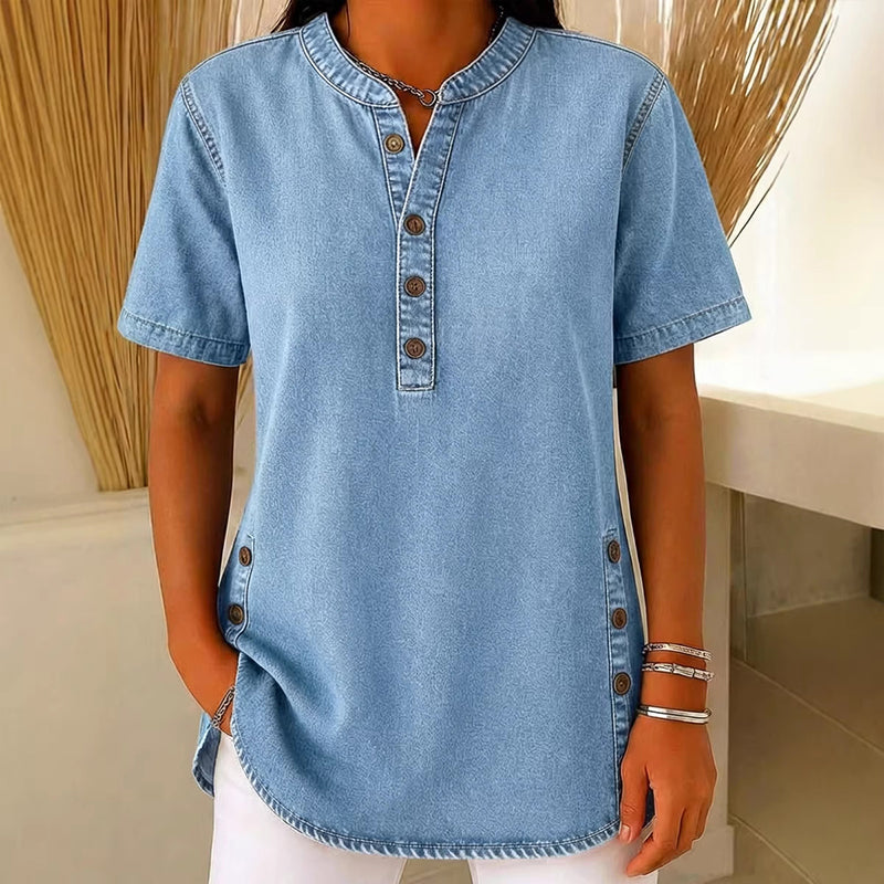 😍Novità – Sconto del 40%💙Top casual e traspirante in stile denim da donna