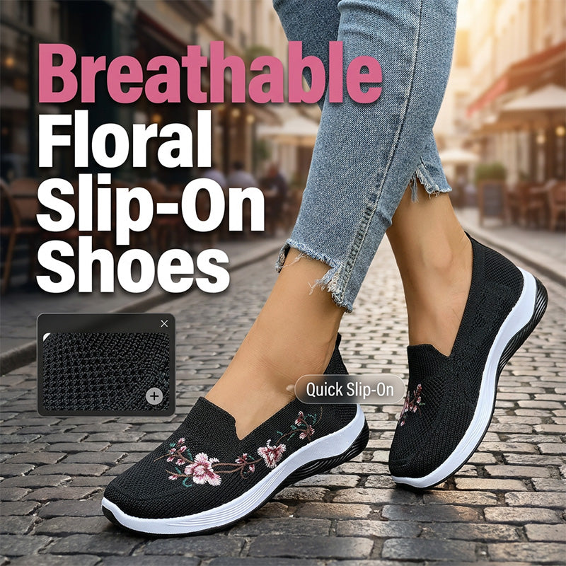 👟🌸 Scarpe slip-on in maglia con motivi floreali