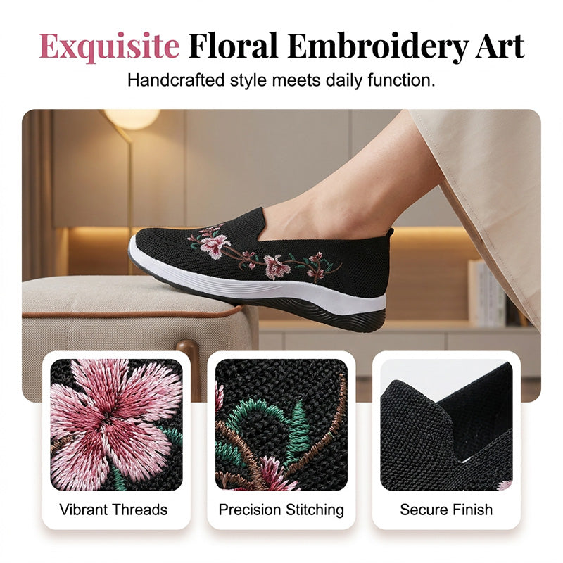 👟🌸 Scarpe slip-on in maglia con motivi floreali
