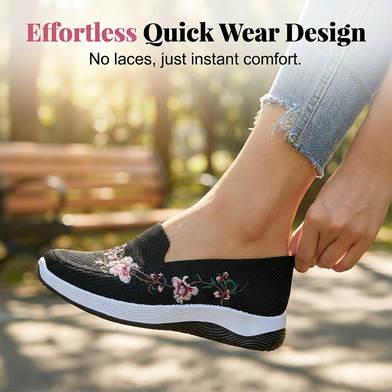👟🌸 Scarpe slip-on in maglia con motivi floreali