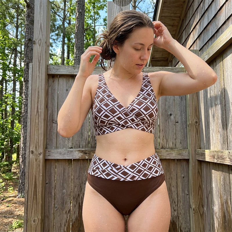 ✨👙 Biquíni feminino cintura alta estampado elegante e confortável para praia