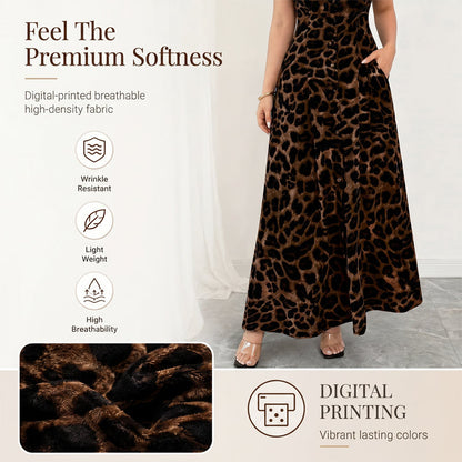 👗 SCONTO DEL 50% 🐆 Elegante abito da donna con risvolti e stampa leopardata – Taglio fluido e collo lavorato – Perfetto per un look chic o casual – Leggero e comodo da indossare ✨