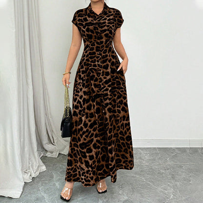 👗 SCONTO DEL 50% 🐆 Elegante abito da donna con risvolti e stampa leopardata – Taglio fluido e collo lavorato – Perfetto per un look chic o casual – Leggero e comodo da indossare ✨