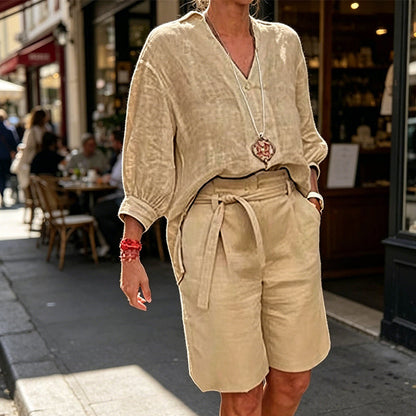 ☀️ È arrivato il best-seller dell'estate 2026! Completo casual da donna composto da un top con scollo a V e pantaloncini