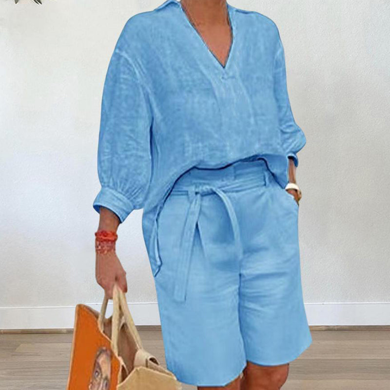 ☀️ È arrivato il best-seller dell'estate 2026! Completo casual da donna composto da un top con scollo a V e pantaloncini