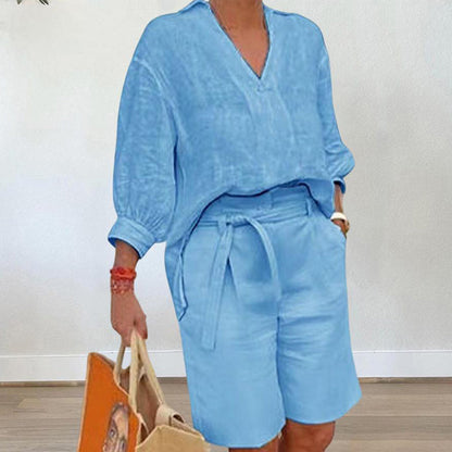 ☀️ È arrivato il best-seller dell'estate 2026! Completo casual da donna composto da un top con scollo a V e pantaloncini