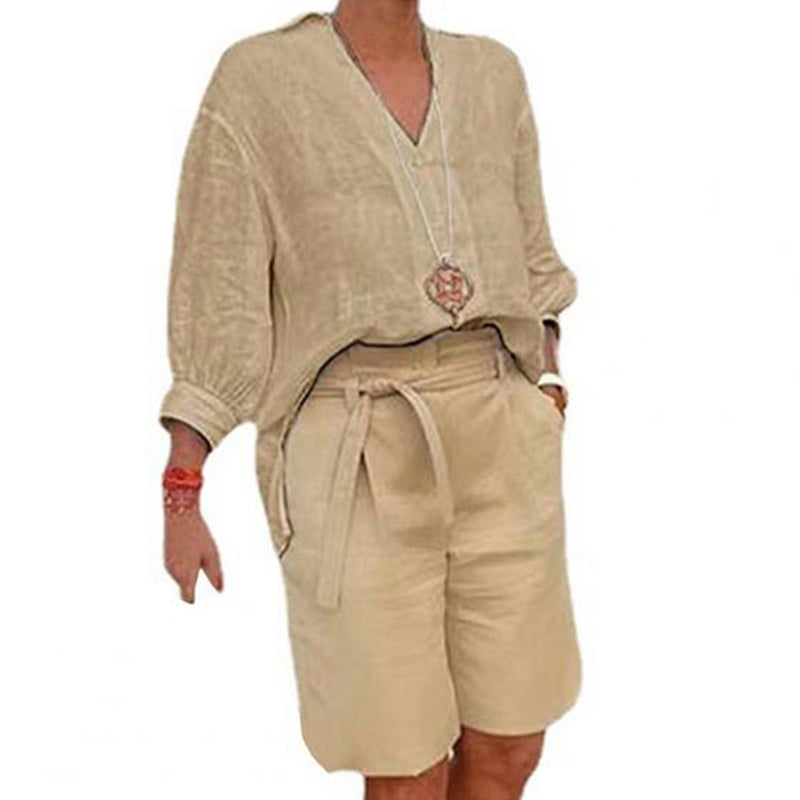 ☀️ È arrivato il best-seller dell'estate 2026! Completo casual da donna composto da un top con scollo a V e pantaloncini