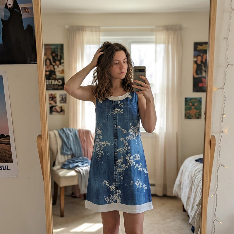 ⭐ Oltre 5.000 recensioni positive! Abito da donna a due pezzi in finta denim stampato
