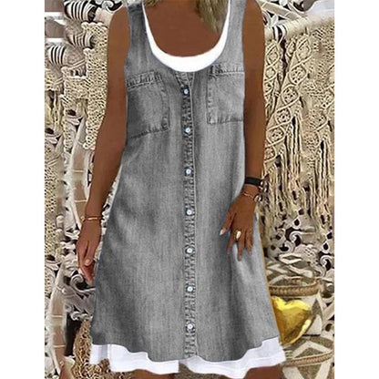 ⭐ Oltre 5.000 recensioni positive! Abito da donna a due pezzi in finta denim stampato